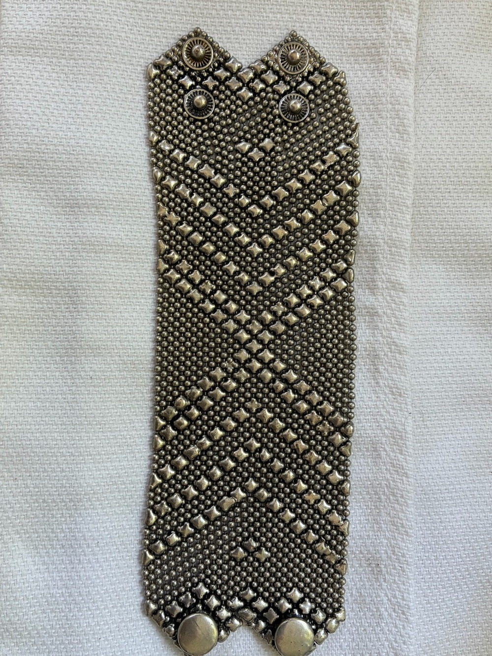 Signed Guang Tong Liquid Silver Metal Mesh Snap Bracelet